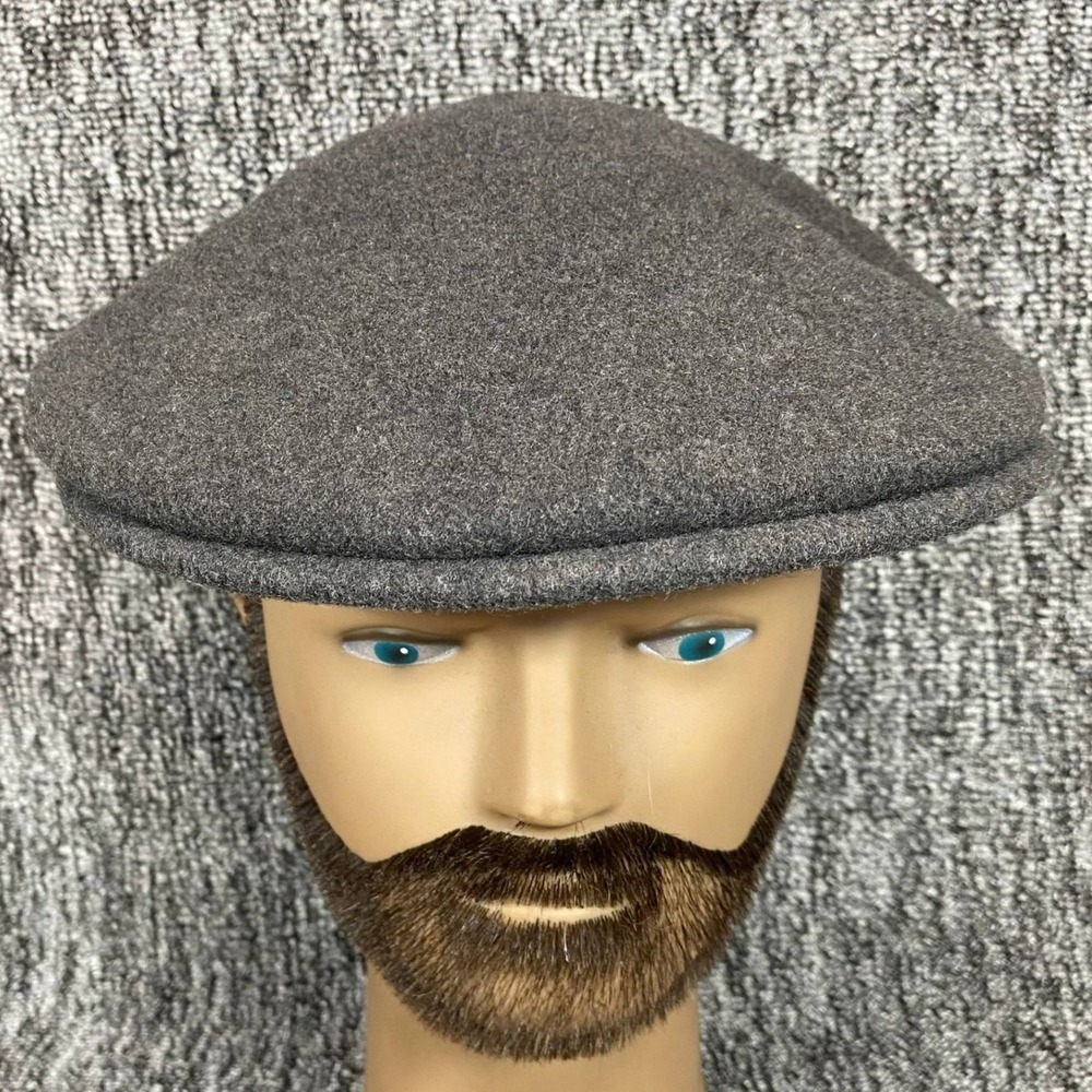 VTG Kangol Wool 504 Flat Cap Dark Grey Charcoal Ivy Driving Hat Medium